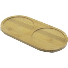 2 Bölmeli   Oval  Ahşap Bambu Yağdanık Altlık  12X24X0.8CM (4887)