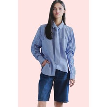 Kadın Çizgili Dokuma Gömlek Oversize Kalıp Günlük Kullanım Için Yaz Aylarının Vazgeçilmezi