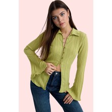 Kadın Dokulu Fitted Gömlek Crinkle Dokuma Günlük Kullanım Hafta Sonu Yaz Aylarının Vazgeçilmezi