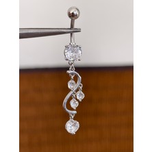 316 L Cerrahi Çelik Bar Ölçüsü 10 mm Kristal Taşlı Sallantılı Sarmaşık Model Göbek Piercingi