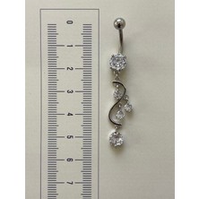 316 L Cerrahi Çelik Bar Ölçüsü 10 mm Kristal Taşlı Sallantılı Sarmaşık Model Göbek Piercingi
