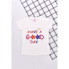 Good Day Baskılı Kısa Kol Kız Çocuk Tişört 1-4 Yaş