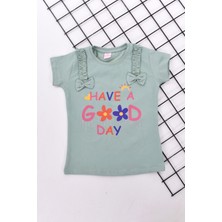 Good Day Baskılı Kısa Kol Kız Çocuk Tişört 1-4 Yaş