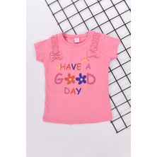 Good Day Baskılı Kısa Kol Kız Çocuk Tişört 1-4 Yaş