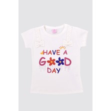 Good Day Baskılı Kısa Kol Kız Çocuk Tişört 1-4 Yaş