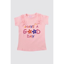 Good Day Baskılı Kısa Kol Kız Çocuk Tişört 1-4 Yaş