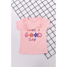 Good Day Baskılı Kısa Kol Kız Çocuk Tişört 1-4 Yaş