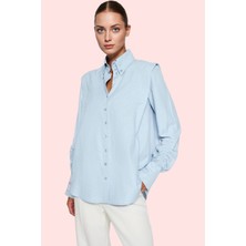 Kadın Basic Gömlek Uzun Kollu Yaka Düğmeli Dokuma Poplin Günlük Stil Yaz Aylarının Vazgeçilmezi