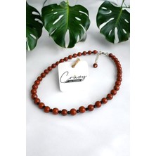 6 mm Kırmızı Jasper & Oniks Doğaltaş 925 Ayar Gümüş Kadın Kolye