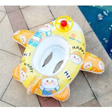 Belirtilmemiş Civcivli Uçak Model Kornalı Şişme Oturaklı Bebek Simidi | 90X80 cm Neşeli Havuz Botu 1-3 Yaş