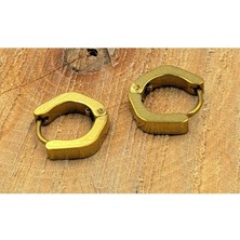Çelik Gold Renk Şekilli Çift Unisex Küpe