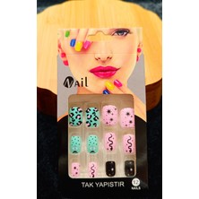 Monalisa Home Lüks Çift Renk Figürlü Takma Tırnak