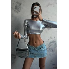  Kuşgözü Kemer Detaylı Denim Etek