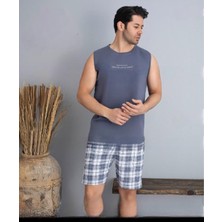 Pijamoni Erkek Bisiklet Yaka Kolsuz Şortlu Pijama Takımı 6185/11 - 1 Adet