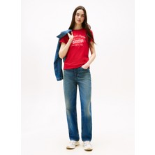 Tommy Jeans Yüksek Bel Düz Paça Slim Straight Koyu Mavi Kadın Denim Pantolon DW0DW205121A5