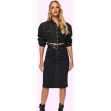 Kadın Denim Kalem Etek Yüksek Bel Midi Boy Casual Günlük Hafta Sonu Yaz Aylarının Vazgeçilmezi