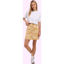 Kadın Mini A Line Zebra Desenli Gabardin Etek Pamuk Yaz Aylarına Özel Stilin Buluştuğu Yer