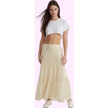 Kadın Maxi Etek Çiçekli Desen Astarlı Skater Kalıp Günlük Kombinler Yaz Aylarının Vazgeçilmezi