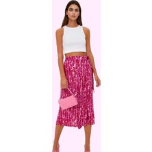 Kadın Çiçek Desenli Dokuma Midi Etek Sarong Stil Viskoz Nefes Alan Yazlık Günlük Kombinler