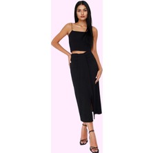 Kadın Midi Etek Anvelop Kruvaze Kalem Kalıp Örme Yazlık Iş Elbisesi Yaz Aylarının Vazgeçilmezi