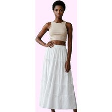Kadın A Line Maxi Etek Dokuma Kumaştan Casual Günlük Stil Hafta Sonu Yaz Aylarının Vazgeçilmezi