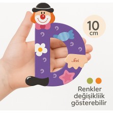 Palyaçolu Ahşap D Harfi - Renkli ve Eğlenceli Tasarım (10 Cm)