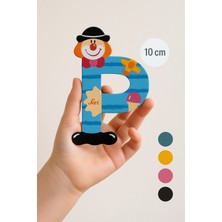 Palyaçolu Ahşap P Harfi - Renkli ve Eğlenceli Tasarım (10 Cm)