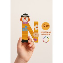 Palyaçolu Ahşap N Harfi - Renkli ve Eğlenceli Tasarım (10 Cm)