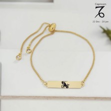 14 Ayar Plakalı Altın Oğlak Burçları Için Zincirli Dikdörtgen Motifli Hediye BILEKLIK-400BURÇ