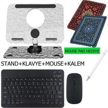 iPad Pro 13 Inç M4 (2024) Uyumlu Stand Klavye Mouse Kalem Set Mouse Pad Hediye