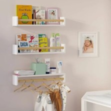 3 Adet Mdf Montessorie Çocuk Odası Eğitici Kitaplık Raf, Baharat Rafı, Banyo Organizer, Mutfak Organizer