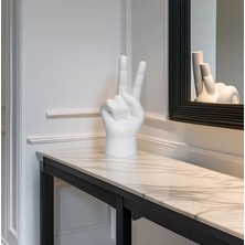 Barış Işareti El Heykeli, Dekoratif Biblo, Hediyelik, Ev Hediyesi,  17 cm Peace Sign Hand Sculpture