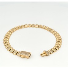 14 Ayar Altın Kambur Model Taşlı Tasarım Bileklik