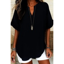 Aisha Elbise Kadın Kısa Kollu V Yakalı Aerobin Bluz