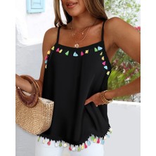 Nidam Butik Kadın Ip Askılı Püskül Detaylı Sandy Bluz