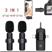 Samsung Galaxy S6/S7/S8/S9/S10 Uyumlu Ikili Kablosuz Yaka Mikrofonu 3.5mm Aux