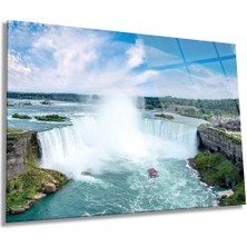 Büyük Niagara Şelalesi Manzarası Yatay Cam Tablo, Ev ve Ofis Duvar Dekoru, Lüks Hediyelik