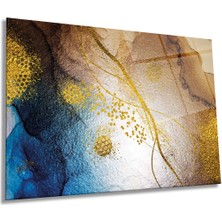 Soyut Gold Tasarım Yatay Cam Tablo, Modern, Ev ve Ofis Duvar Dekoru, Lüks Hediyelik