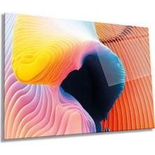 Soyut Renkli Tasarım Yatay Cam Tablo, Modern, Ev ve Ofis Duvar Dekoru, Lüks Hediyelik