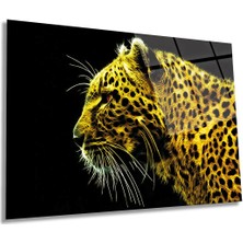 Yırtıcı Vahşi Kaplan Hayvan Portresi Yatay Cam Tablo, Ev ve Ofis Duvar Dekoru, Lüks Hediyelik