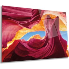Kızıl Vadi ve Kanyon Manzarası Yatay Cam Tablo, Ev ve Ofis Duvar Dekoru, Lüks Hediyelik