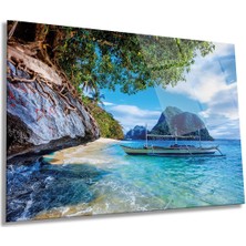 Tropik Filipinler Manzarası Yatay Cam Tablo, Ev ve Ofis Duvar Dekoru, Lüks Hediyelik