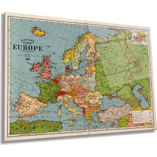 Eski Avrupa Haritası Yatay Cam Tablo, Coğrafya, Ev ve Ofis Duvar Dekoru, Lüks Hediyelik