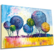 Sonbahar Renkli Ağaçları Yatay Cam Tablo, Doğa, Ev ve Ofis Duvar Dekoru, Lüks Hediyelik