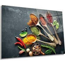 Çeşitli Renkli Baharatlar Yatay Cam Tablo, Mutfak Sanatı, Ev ve Ofis Duvar Dekoru, Lüks Hediyelik