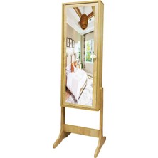 - Number One - Demonte - Çok Amaçlı  Ayaklı  Aynalı Hediyelik Takı Dolabı - Safir Meşe