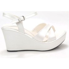 Papuçcity Lgzz 03149 Kadın Dolgu Taban Gelin Nikah Düğün Sandalet Ayakkabı