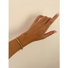 Gold Çelik Yuvarlak Modelli Bileklik