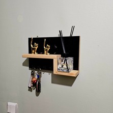 Tekir Store Kapı Önü Anahtarlık Askısı Ahşap Dekoratif Orijinal Çam Raflı Anahtar Askılığı