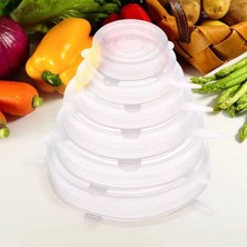 6’lı Silikon Streç Kapak Seti – Esnek, Sızdırmaz, Yeniden Kullanılabilir Gıda Saklama Kapağı